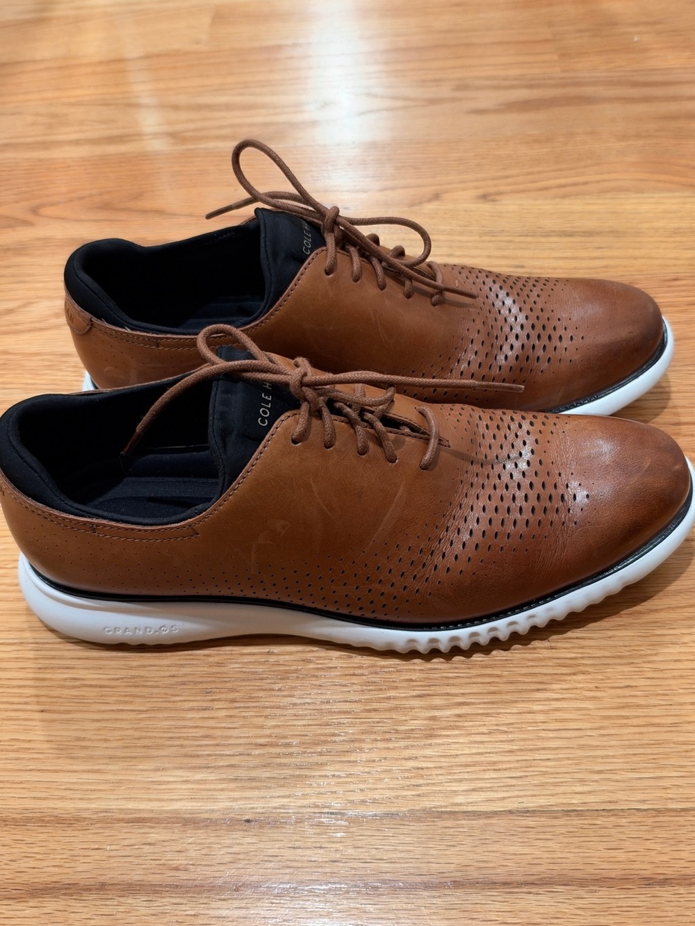 Cole Haan Men's Tan Brown Perforated Leather Oxfords